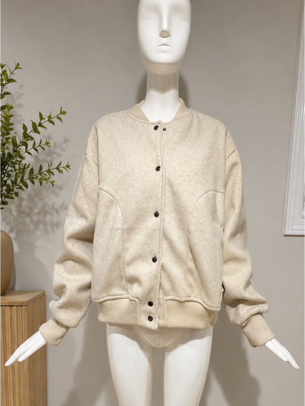 Philosophy Cream Snap Front Bomber Jacket Women’s Large NWOT